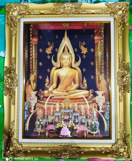 กรอบรูป พร้อมภาพพระพุทธชินราช ภาพพระพุทธชินราช จ.พิษณุโลก ใส่กรอบหลุยส์อย่างดี ขนาดภาพรวมกรอบ21×26นิ้ว