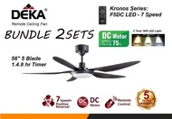 2SETS DEKA KRONOS 56" INCHES 5 BLADE REMOTE CONTROL CEILING FAN WITH LED 18W LIGHT 3 COLOR DIMMABLE 7SPEED DC MOTOR