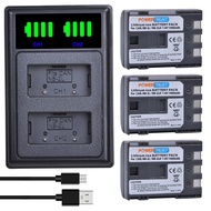 3-Pack NB-2L NB-2LH Battery and NB2L Dual USB Charger for Canon DC301, DC310, DC320, DC330, DC410, D