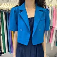 Puff Sleeve Short Sleeve Blazer Women Thin Small Short Casual Blazer Drape Small Blazer Cardigan Jac