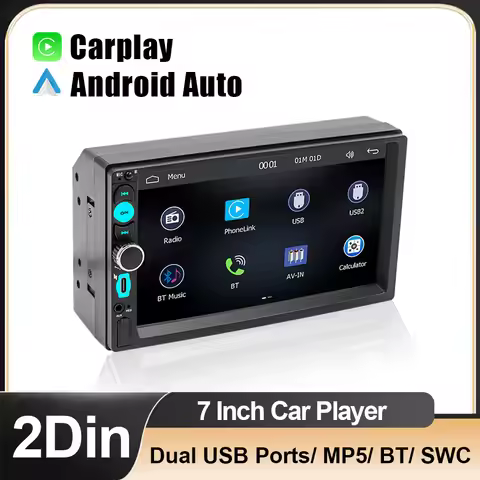 2Din 7" HD Touch Screen Car Radio USB Wireless Wired Carplay Android Auto Mirrorlink FM BT MP5 Playe