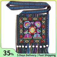 Hmong Vintage Chinese National Style Ethnic Shoulder Bag Embroidery Boho Hippie Tassel Tote Messenge