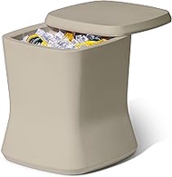 Coast Modern Outdoor Side Table Cooler - 2 in 1 Patio Decor Storage Table & Ice Chest - 25 QT - Sand