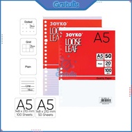 KERTAS BINDER LOOSE LEAF JOYKO [A5 DAN B5] / KERTAS ISI ULANG FILE BUKU BINDER KECIL BESAR PUTIH BER