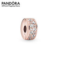 Pandora Bronze Clear Pavé Clip เครื่องประดับ   คลิปชาร์ม ชาร์มสีโรสโกลด์ สีโรสโกลด์ ชาร์มโรสโกลด์ โร