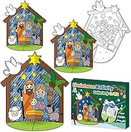 CY2SIDE Christmas Nativity Coloring 3D House Kit - 36PCS Color Your Own Xmas Jesus Birth Scene - DIY