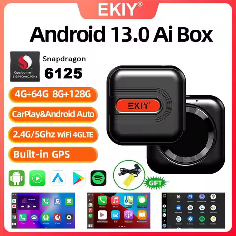 QCM6125 Ai Box Android 13.0 Adapter Wireless Carplay Android Auto Bluetooth Multimedia Video USB Pla