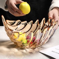 Luxury Crystal Glass Fruit Plate Modern Minimalist Living Room Coffee Table Snack Candy Display Plat