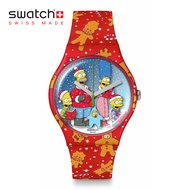 Swatch New Gent WONDROUS WINTER WONDERLAND SUOZ361 Red Silicone Strap Watch