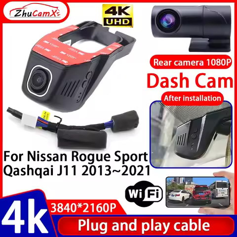 ZhuCamX Video Recorder 4K UHD Plug and Play Car DVR Dash Cam Camera for Nissan Rogue Sport Qashqai J