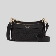KATE SPADE Duet Spade Flower Quilted Nylon Crossbody Bag Black KK901