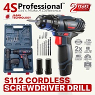 4S Professional™ S112 Cordless Screw Driver Power Drill 12V + 2 Batteries + 13PCS Bits Set equal to BOSCH GSR 120