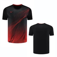 Mizuno เสื้อยืดผู้ชายเสื้อแขนสั้นแห้งเร็วชุดกีฬาแบดมินตันเสื้อยืดกีฬา