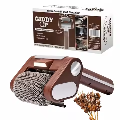 Electric Roller Grill Brush with Replaceable Brush Head Stainless Steel Grill Cleaner Outdoor Campin