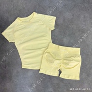 [DFYNE] Set A202: Sportswear Set Short Sleeve T-shirt Butt ChunkyShorts Flattering Gym Yoga