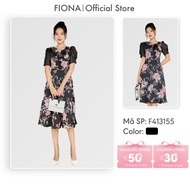FIONA high-end design women's office dress with roses, flared neckline, floral collar, decorative co