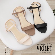 [Violet] 36-41 1 Inch Sandals Soft Leather Comfortable To Wear ***More Chubby Feet***