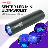Mini Ultraviolet USB Rechargeable LED Flashlight 395 nm - UV-395 - Black