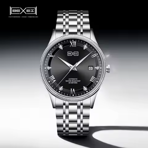BEXEI 9255 Displays for date Zircon Scale Sunburst Dial mechanical Automatic Movement Roman Numerals