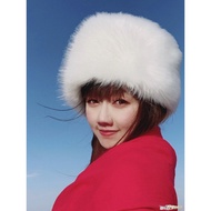 Imitation Fox Fur Dome Flat Top Imitation Fur Hat Thickened Autumn Winter Fur Russian Mongolian Hat 