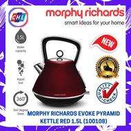 Morphy Richards (New Model) Evoke Pyramid Kettle Red 1.5L (100108) - Morphy Richards Warranty Malays