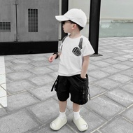 Bộ đồ bé trai áo cộc tay quần short túi hộp TN hình in Headphone thiết kế thời trang phong cách Hàn