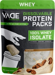 VADE Nutrition Dissolvable Protein Packs - 100% Whey Isolate Protein Powder Cappuccino - Low Carb, L