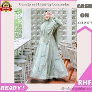 gamis ceruty set hijab syari ori bermerks syari/ceruty premium/ceruty