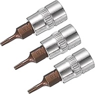 uxcell 3pcs 1/4" Drive x T8 Torx Bit Socket, S2 Steel Bits CR-V Sockets 38mm Length Use with Ratchet