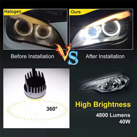 H8 Headlight Bulb 6000K 120W LED Angel Eyes Lights Canbus for BMW E60 E61 E63 X5 E70 X6 E71 E90 E91 