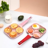 NEW 4 Hole Omelet Pan (Pink) Induction Cooker Cooking Tool for Breakfast Non-stick Ham Wooden Handle Suitable For Gas Stove
