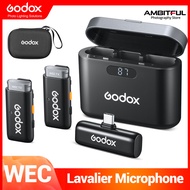 Godox WES 2.4GHz Lavalier Microphone Wireless Microphone System Crystal-clear Sound Quality One-click Noise Reduction Max.200m LOS Range
