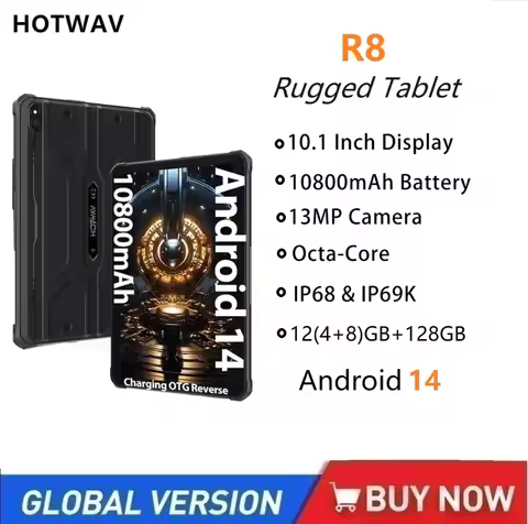 HOTWAV R8 Rugged Tablets Android 14 10.1'' HD+10800mAh Battery IPad 5MP+13MP Camera 12(4+8)GB+128GB