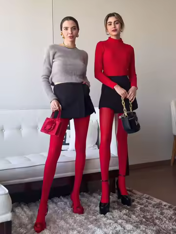 Kave Plus Size Colored Tights Women's 80D Soft Solid Color Semi Opaque Footed Tights High Waist Wome