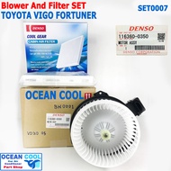 ชุด โบลเวอร์ กรองแอร์ ใช้กับ วีโก้ ฟอร์จูนเนอร์ คอมมิวเตอร์ DENSO แท้  2003 -  2012 อินโนว่า อัลติส 