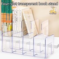 4-Grid Thickened Plastic Desktop Bookshelf, Desk Book Organizer & Bookend Holder