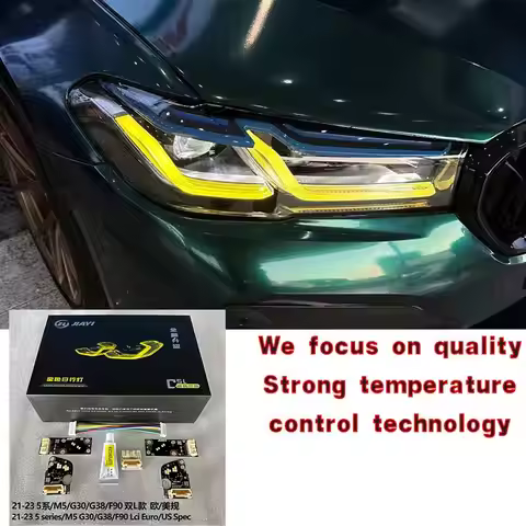 J ONE BMW 5 Series G30 G38 F90 2021-2023 Car Hernia Headlight CSL Style DRL Chip F90 M5 Yellow LED B
