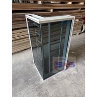 SKS 2in1 White Undercoated L Shape Corner Window Fixed Grille Black Glass 4x2x2