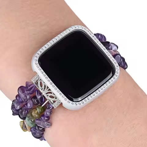Smart Watch Protective Shell Silver Inlaid Case Drop Resistance Cover Compatible for Fitbit Smart Wa