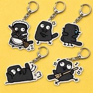 Silly black crow letter keychain