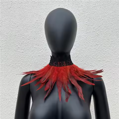 Feather Fake Collar Punk Gothic Necklace Party Costume Accessory Halloween Cosplay Props Stage Perfo