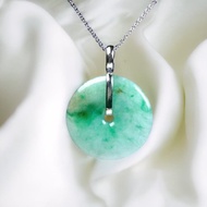 冰種飄陽綠平安扣項鍊18K金鑲嵌墜頭 | 天然緬甸玉翡翠A貨 | 送禮