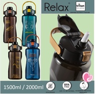 Relax Tritan Water Bottle 1500ml / 2000ml 1pc, Straw Bottle | Kid School Bottle, Botol Budak Sekolah