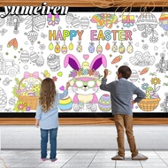 YUMEIREN Easter Giant Coloring Poster, DIY Cartoon Bunny Easter Tablecloth, Art Craft Doodle Jumbo C