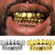 Glossy Finish Teeth Grillz Top Bottom Set Anti Slip Eco-friendly Copper Teeth Grillz Caps Gold Silve