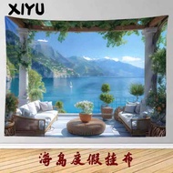 Mediterranean Style Island Vacation Tapestry Dormitory Bedroom Bedside Modification Layout Live Stre