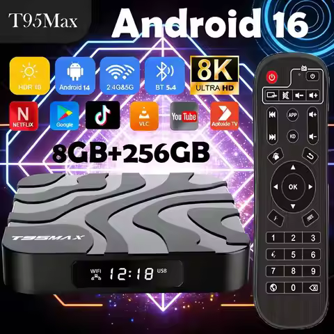 T95Max Android16 Smart TV Box 128GB 256G AllwinnerH618 Google Assistant 8K Video Bluetooth5.4 Media 