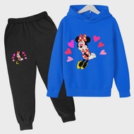 2023 Kawaii Disney Mickey Spring Autumn Winter Print Men's and Women's Sports Sweater Hoodie Set Anime Men's and Women's Sets