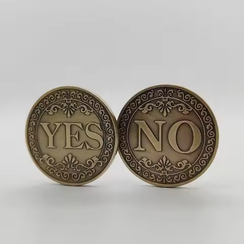 Vintage Bronze YES NO Decision Coin Flip Coin Metal Challenge Coin for Collection Decision Making So
