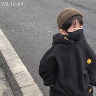 ✎✙Sut baju sejuk bertudung kanak-kanak retro Korea lelaki dan wanita gaya yang sama musim sejuk ditambah baldu tebal dua